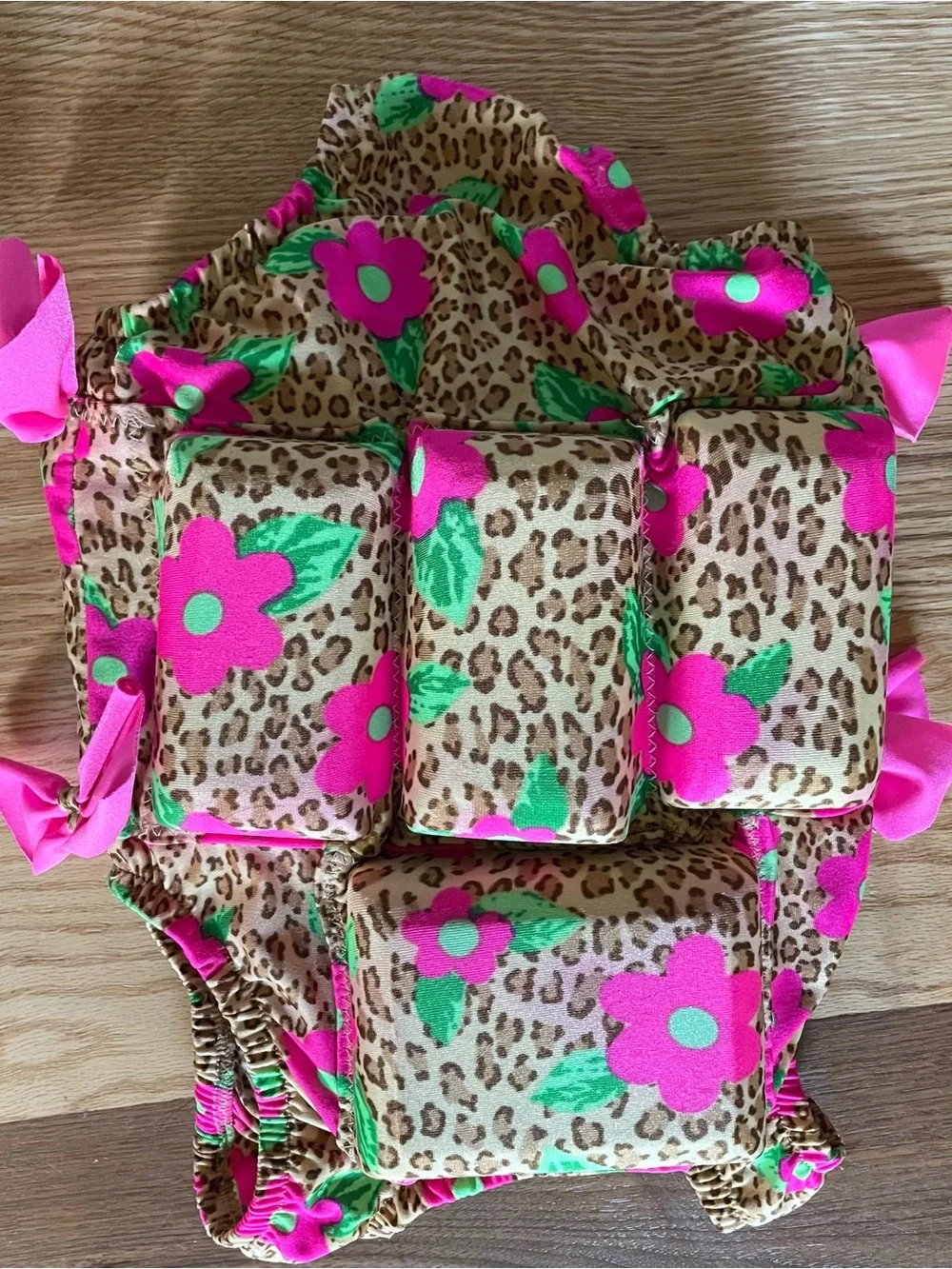 Pool Pal ToddlerFloral Leopard Print Swim Vest - Pink/Green 20-30lbs size
